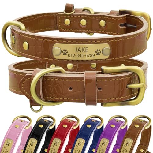 Hundehalsband Weiches Leder Jacks O Be Hundehalsband Halsband Name Gravur Personalisiert Haustier Hund Katze Leder (Hell Braun, L Lederhalsband Hund - Foto 6