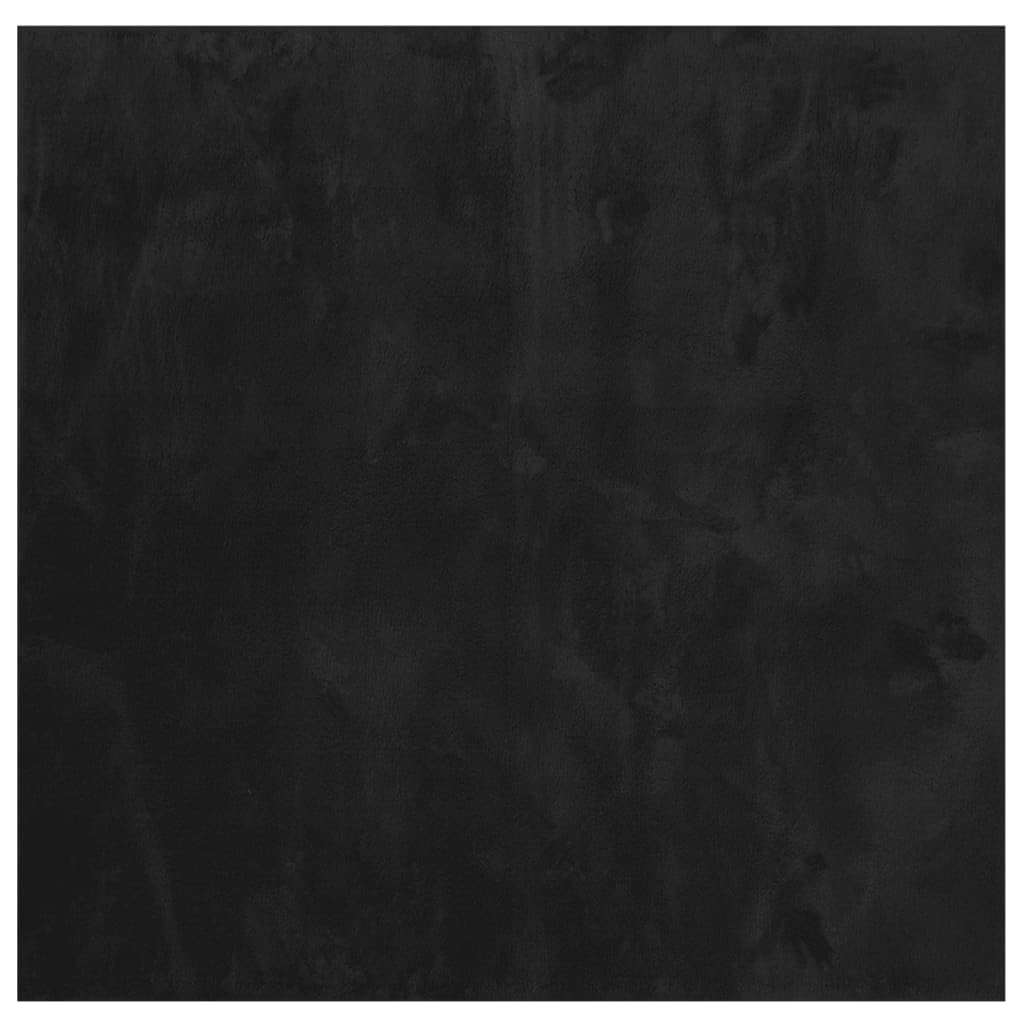 Tapis aspect fourrure moderne et résistant en polyester noir