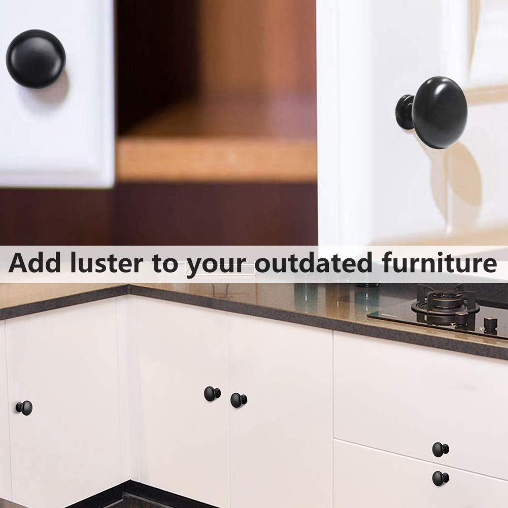 20 Pièces Noir Mat Tiroir De Porte ,Poignées De Meubles 26mm Unique Trou Rond Boutons De Tiroir 98578983
