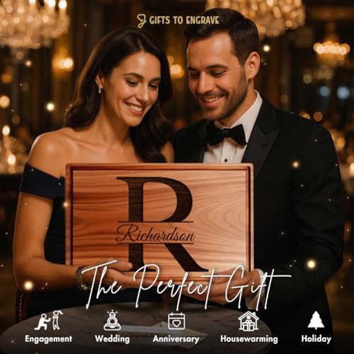 Tabla de cortar rectangular personalizada de bambú con mango integrado - Regalo grabado para bodas y aniversarios miniatura 3