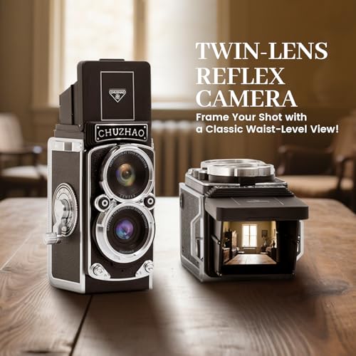 Image of CHUZHAO Classic Mini Digital Camera, Portable TLR Point and Shoot Camera with 1080P Video, 12MP Photos, 16GB Card, 1000mAh Battery and Dual Filters, Ideal for Travelers, Lovers