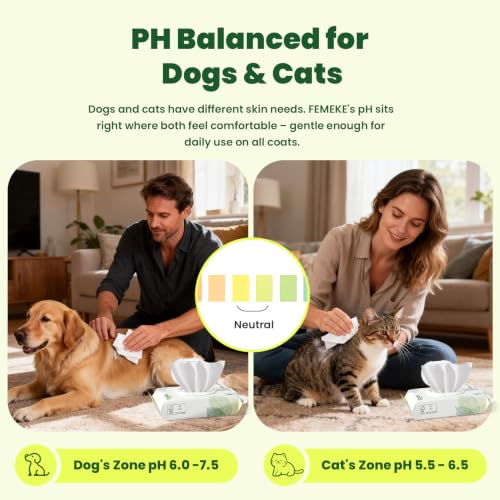 Image of 400 Count Unscented Dog Wipes & Cat Wipes (8x50 Packs) | Hypoallergenic, pH Balanced for Paws, Body, Face & Grooming |All-Natural Plant Fiber Wipes with Aloe, Coconut Oil & Vitamin E |Pearl Texture