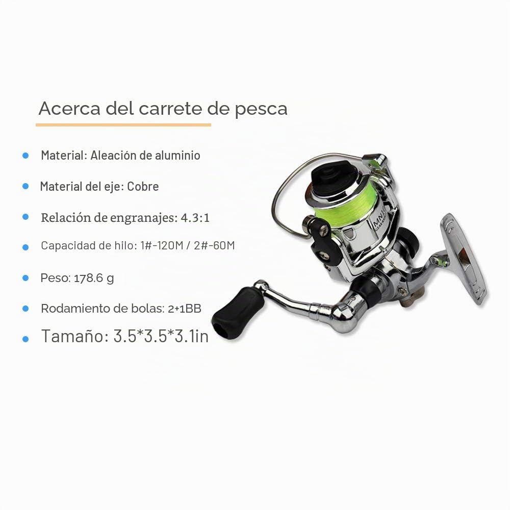 Lixada Bolsillo Plegable Caña de Pescar Carrete Combo Mini Pluma Caña de Pescar Kit