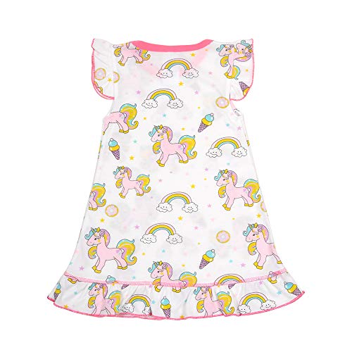 Girls Nightgown Unicorn Pajamas for Girls Flutter Sleeve Princess Soft Cute Sleepwear for Kids 2-9 Years3