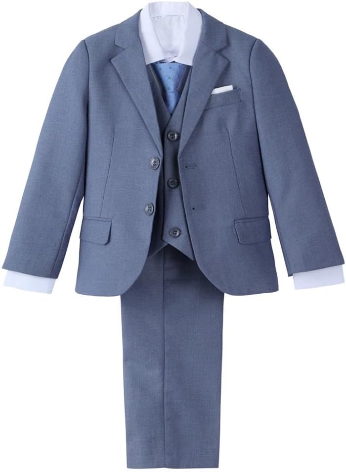 Dressy Daisy 5-Piece Boys Slim Fit Tuxedo Suit Set Formal Outfit Wear Toddler Kids Size 2T-13