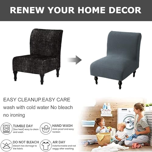 Image of Eco-Ancheng Armless Chair Slipcover Removable Armless Accent Chairs Covers Washable Armless Slipper Chair Slipcover Printed Armless Chair Furniture Protector Covers for Living Dining Room Hotel,24