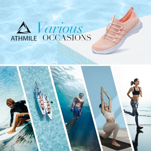 Image of ATHMILE Water Shoes for Men Women Barefoot Hiking Swim River Beach Knit | Adult Lake Pool Aqua Socks Quick Dry for Hiking Surfing Kayaking Sport Accessories Camping Must Haves