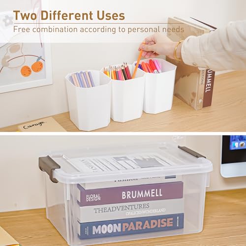 Image of Citylife 17QT 4-Pack Clear Storage Bins with Lid 6 inserts Stackable