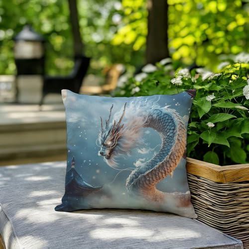 Housse coussin 60x60 cm bleu résistant à l'eau pour protéger vos coussins de jardin - 7