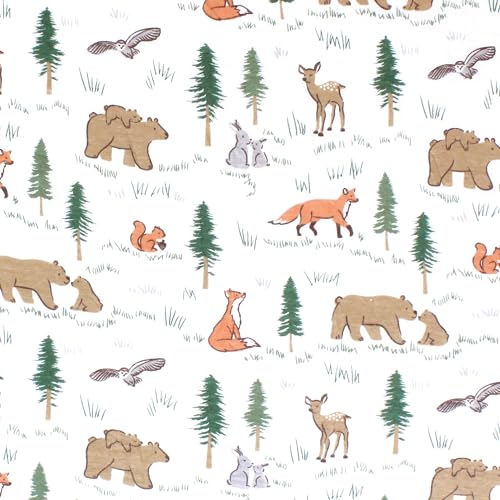 Image of Hudson Baby Unisex Baby Cotton Fitted Crib Sheet, Sweet Woodland, One Size