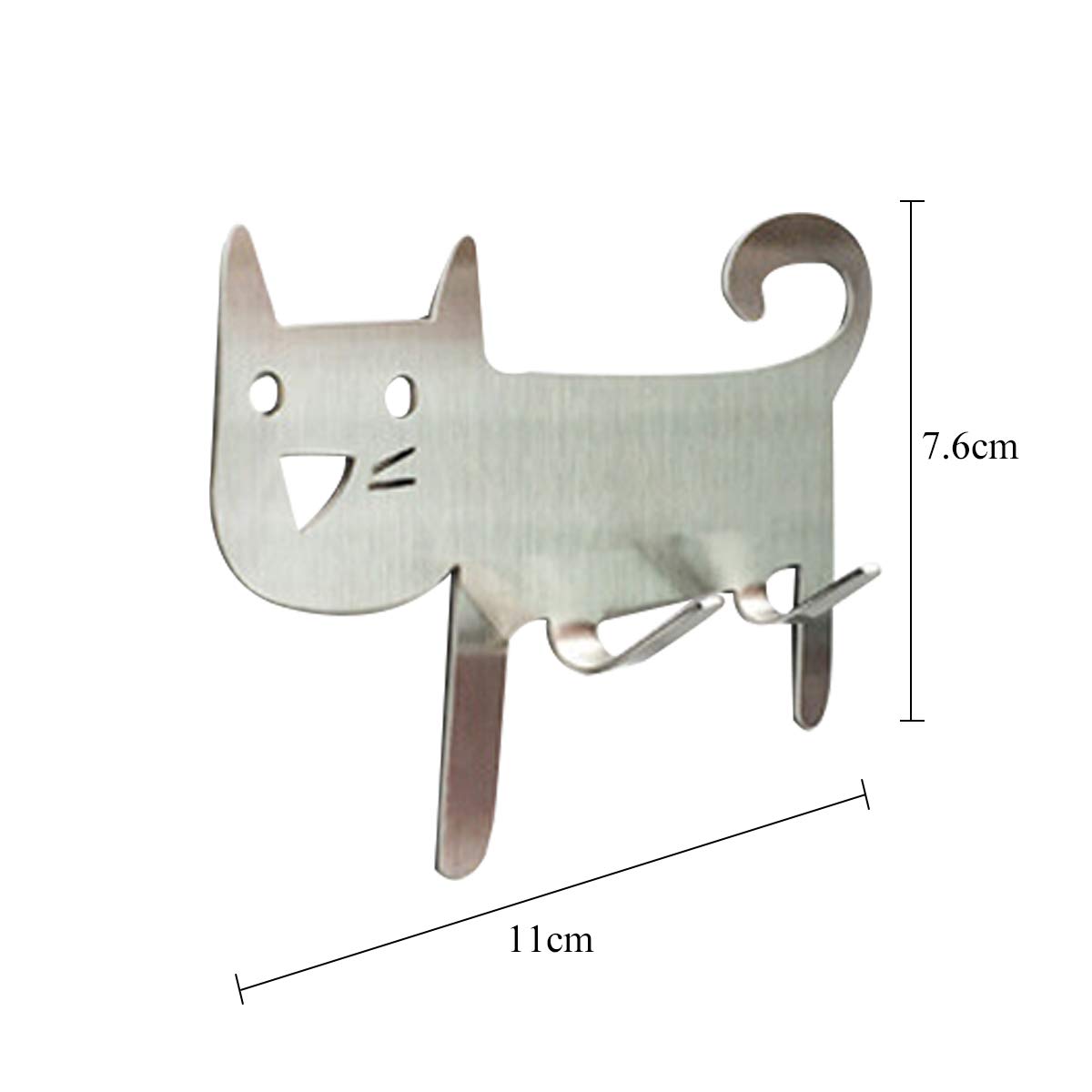 Toallero 3 Ganchos Adhesivos Ganchos para Toallas Ganchos Autoadhesivos para Albornoz 2 Ganchos Ganchos Decorativos de Pared Creativos para Gatos Toalleros de Acero Inoxidable Ganchos