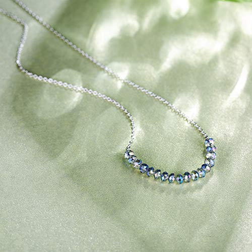 ESSIE ODILA Necklace for Birthday Women, 925 Sterling Silver Crystal Beads Birthday Necklace,Birthday Jewelry Gift for Women3