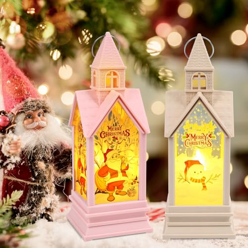 CAUTIOUS 2 Stück Weihnachtsdeko Laterne, Weihnachtslaterne mit LED...