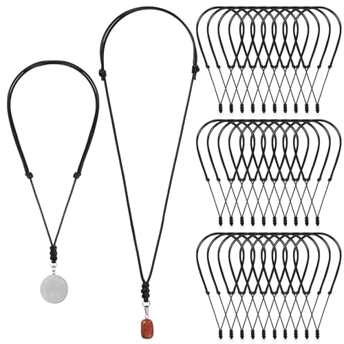 Tondiamo 30 Pcs Rope Necklace for Men Vintage Necklace Cord Rope Adjustable Double Knotted Handmade Craft Men Choker with Metal Ring for Hanging Pendants Cord 14-26 Inches Thick 2 mm