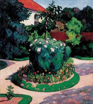 Peinture à l'huile Tibor Polya Detail of a Garden Tableau Tableau 12 x 16 Pouces