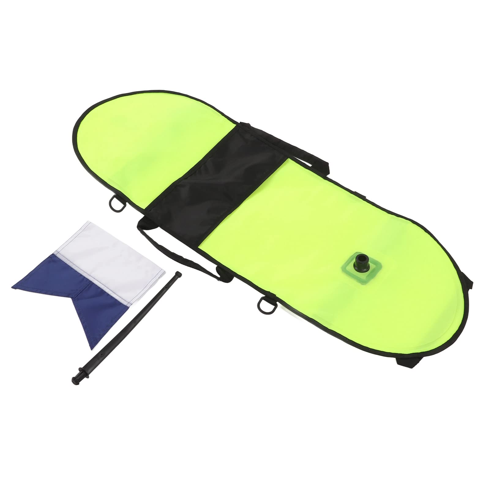 Xolsurg Diving Float Fluorescent Green Inflation Signal Buoy with Flag for Freediving Snorkeling Swimming