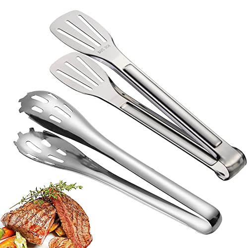 2 Stück 9 zoll Servierzange, Grillzange, Edelstahl-Kochzangen, KüChenzangen, Kuchenzange, Grill Bratenzange, Brot Lebensmittelzange, für Nudeln,Salate,Gegrilltes Fleisch, Party, Silber Cover