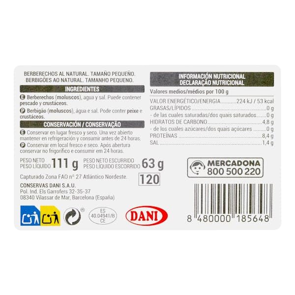 Hacendado Noix Décortiquées au Naturel, Sans Conservateurs, 111g (63g Net Égoutté), Lot de 6, 200g