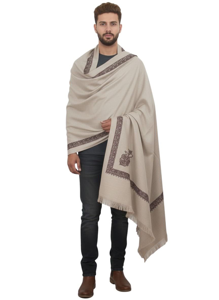 sprha Grey Wool Printed Men's Shawl KA-SWL-54-picture-18