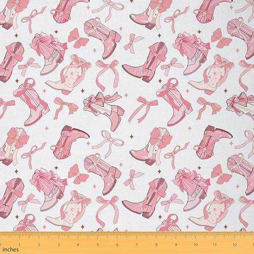 Best Material for Cowboy Boots: A Fabric Guide 13 Cowgirl Decorative Fabric by The Yard,Western Cowboy Boots Pink Bowknot Fabric Home DIY Projects,Dreamy Fairy Tale Princess Starry Pink White Outdoor Fabric,1 Yard Pre-Cut,36' L x 59' W,No Stretch