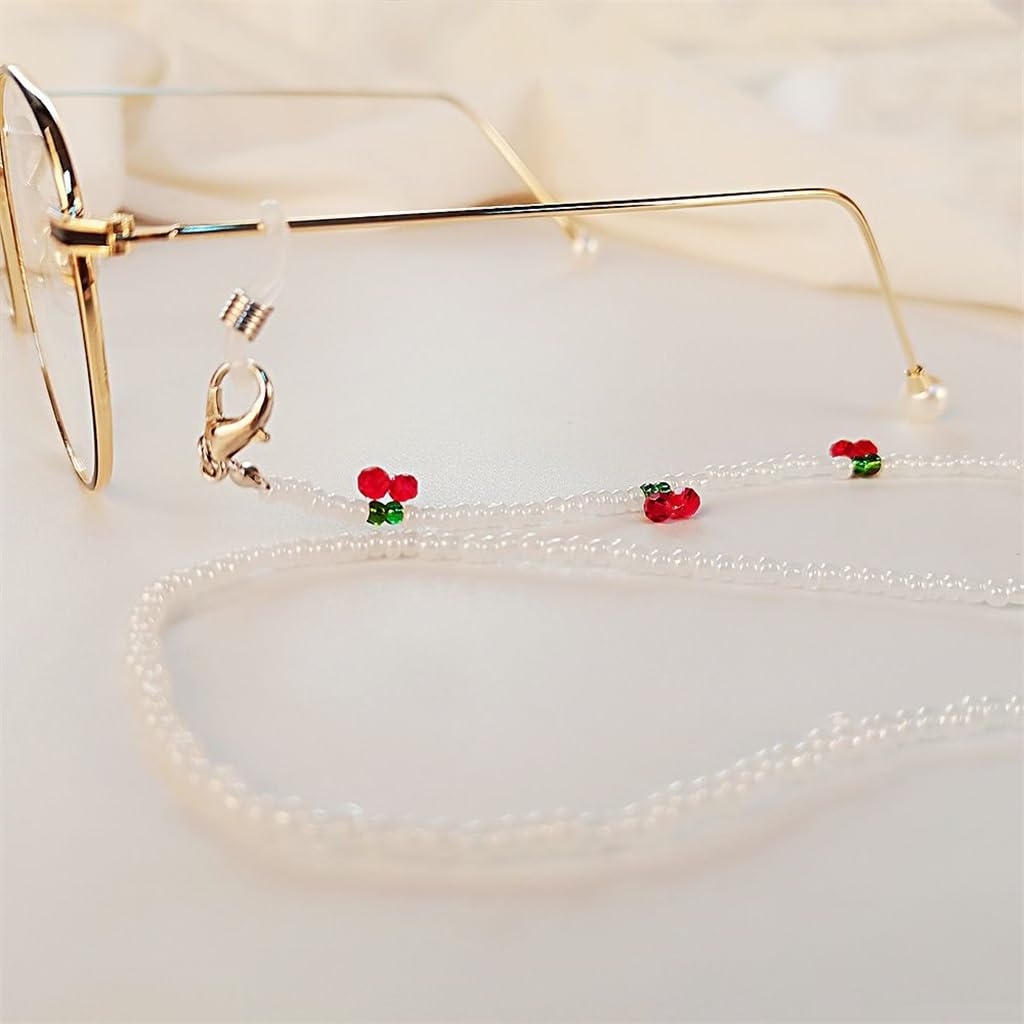 Chaîne de Lunettes à Perles rétro, Cordon pour Lunettes de Vue et de Soleil, Style Cerise