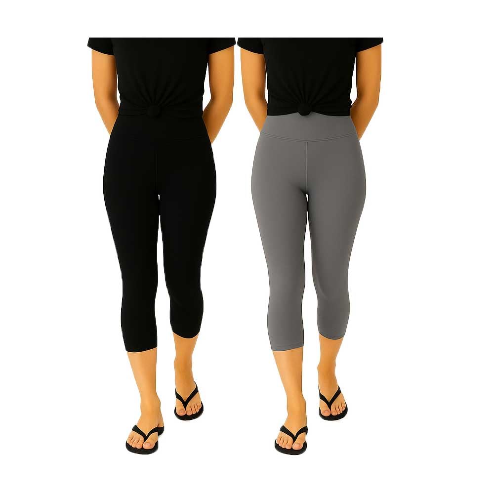 Women's Skinny Fit Mid Rise 3/4th Gym Pants Workout Capri for Women 2Pack (BG)-picture-29