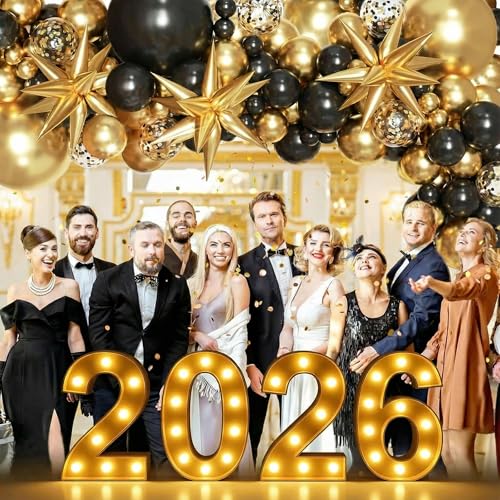 Black and Gold Balloon Arch Kit, Black and Gold Party Decorations for Birthday Bachelorette Retirement Office Christmas 2026 New Years Eve Graduation Anniversary Party Decorations - Image 4