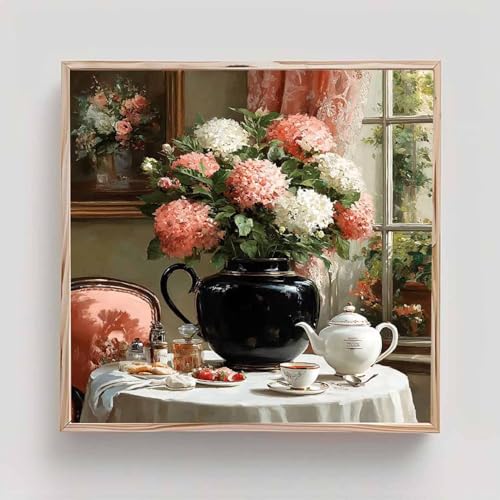 Flor Diamond Painting Adultos, Taza Cuadros de Diamantes, 5D Puzzle Diamantes Cuadros en Punto de Cruz Diamond Art Painting Kit, Hobby Ccreativi Adulti, Decoración Pared Hogar Regalo 80x80cm es6-v30