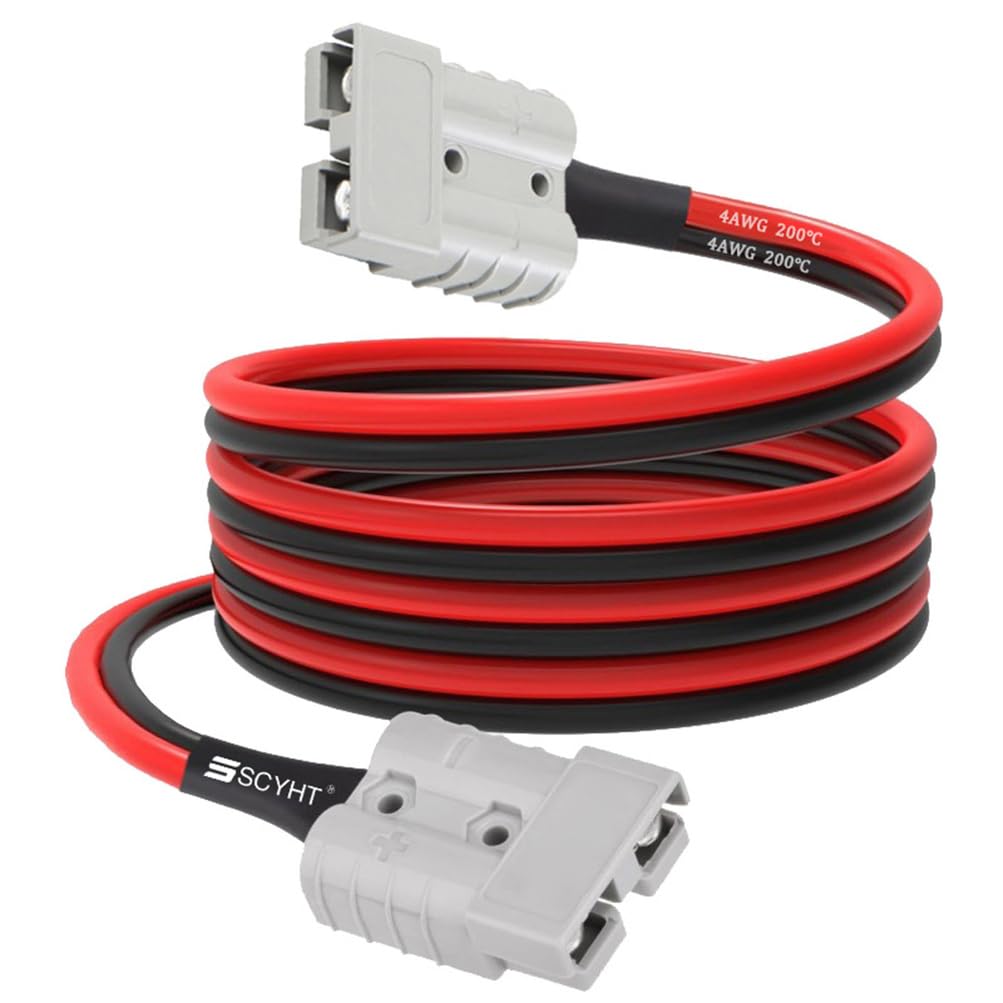 Wtyczka Anderson 120 A z kablem połączeniowym 4AWG Wtyczki wózków widłowych elektrycznych jeden do jednego do wymiany akumulatora litowego Podwójne kable ładowania,0.5m cable 2pcs