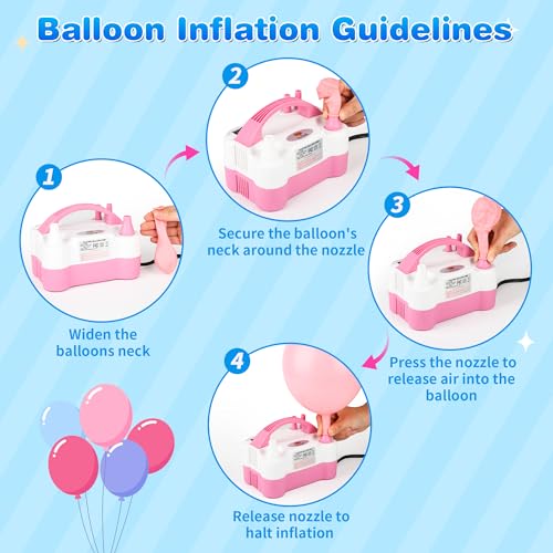 Image of Electric Balloon Pump, Portable Electric Balloon Blower Machine Balloon Air Pump Dual Nozzle 110V 600W Balloon Inflator for Party Decorations