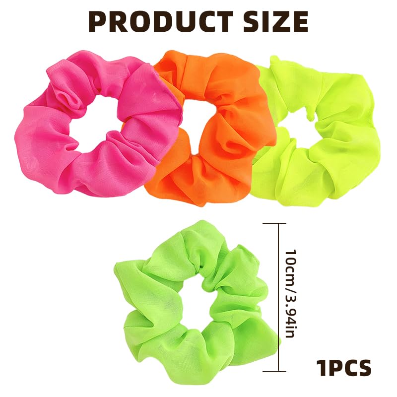 Neon Scrunchies 4 Pack - Hot Pink Hair Accessories