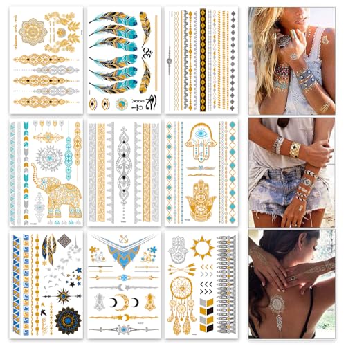 Flash Tattoos, Temporäre Klebe Tattoos Metallic Flash tattoos in Gold,...