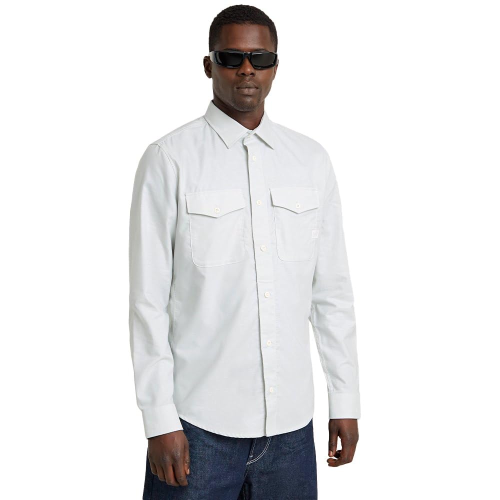 G-STAR RAW Herren Marine Slim Hemd, Mehrfarben (Oyster Blue/White Oxford D24963-7665-C759), M