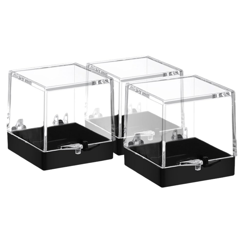 HOMOCONO 3Pcs Clear Specimen Display Boxes Reusable Transparent Storage Container for Mineral Samples Desktop Specimen Protection Case Display Box for Collections and Mementos