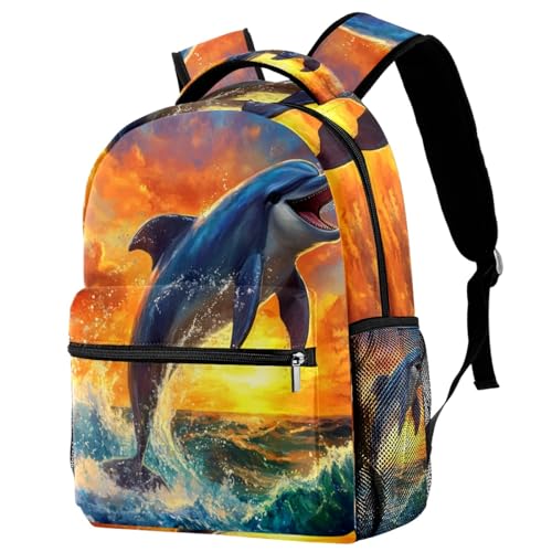 Sac à dos de voyage Campus avec motif dauphin pour les sorties scolaires et weekend des enfants