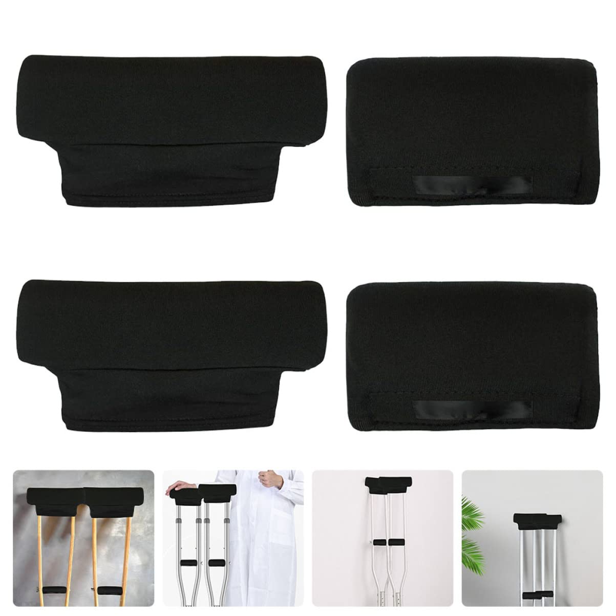 PACKOVE 2 Juegos Almohadillas Acolchadas para Muletas Cojines de Axilas Accesorios de Crutch Antideslizante Compatible con Muletas de Estándar Negro