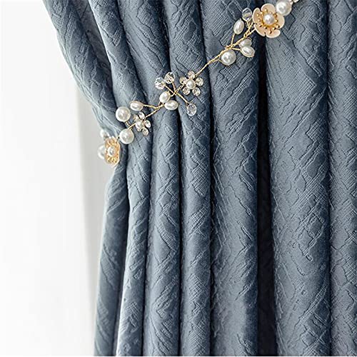 Retro Velvet Blackout Curtain Thermal Insulated Texture Opaque Curtains Pencil Pleat 2 Panels for Bedroom Livingroom,W100xL250cm