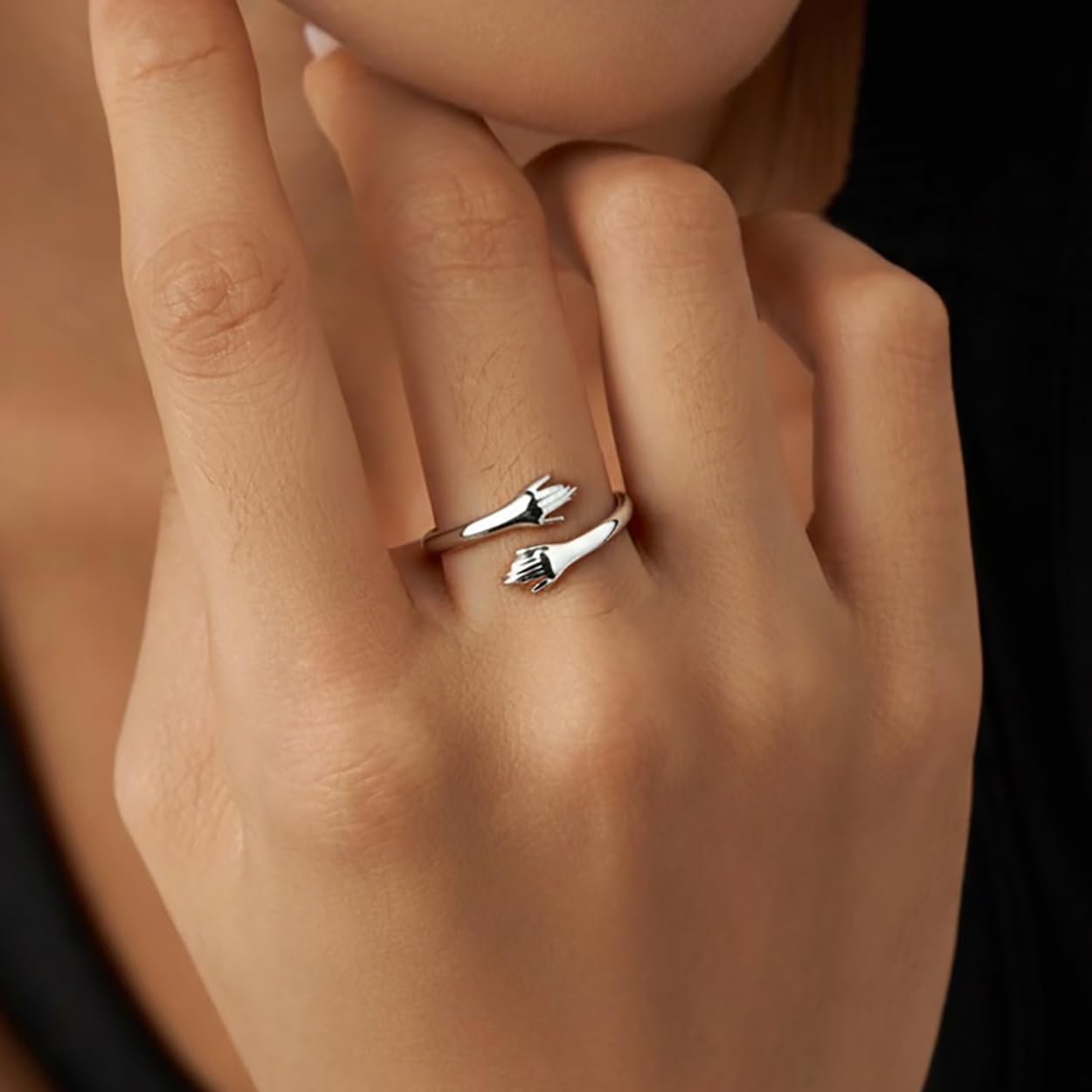 To My Granddaughter Hug Ring Hope Rings from Grandma, Adjustable Inspirational Stainless Steel for Granddaughter Non Tarnish Jewelry Gift for Birthday Christmas Engarved Always With You Message - Image 4