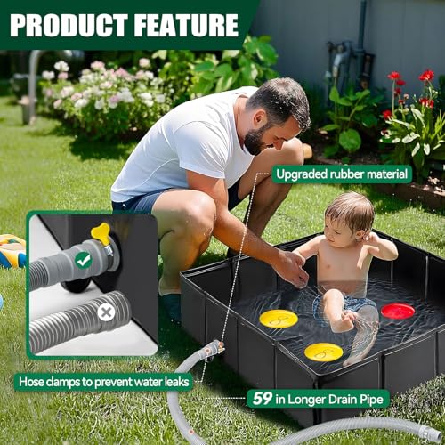 Base de ducha portátil mejorada, 41" x 41" x 10" para exteriores, base plegable para camping con tubería de drenaje desmontable, para playa, RV e interiores miniatura 3