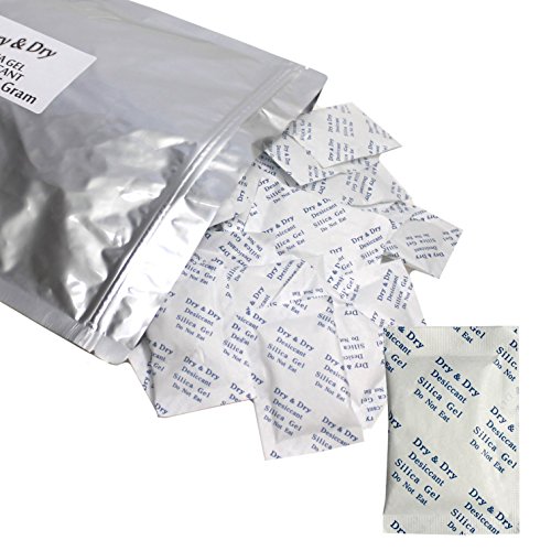 Dry & Dry 5 Gram [200 Packets] Premium Pure and Safe Silica Gel Packets Desiccant Dehumidifier Silica Gel Packs - Rechargeable (Food Safe) Moisture Absorber Desiccant Packets
