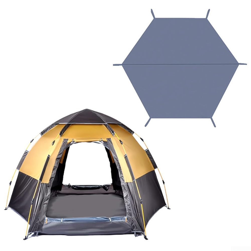 Hexagonal Tent Footprint,1-4 Person Ultralight Tent Tarp Ground Sheet Mat with 6 Tent Stakes for Camping Hiking Picnic Backpacking(370 * 320cm)