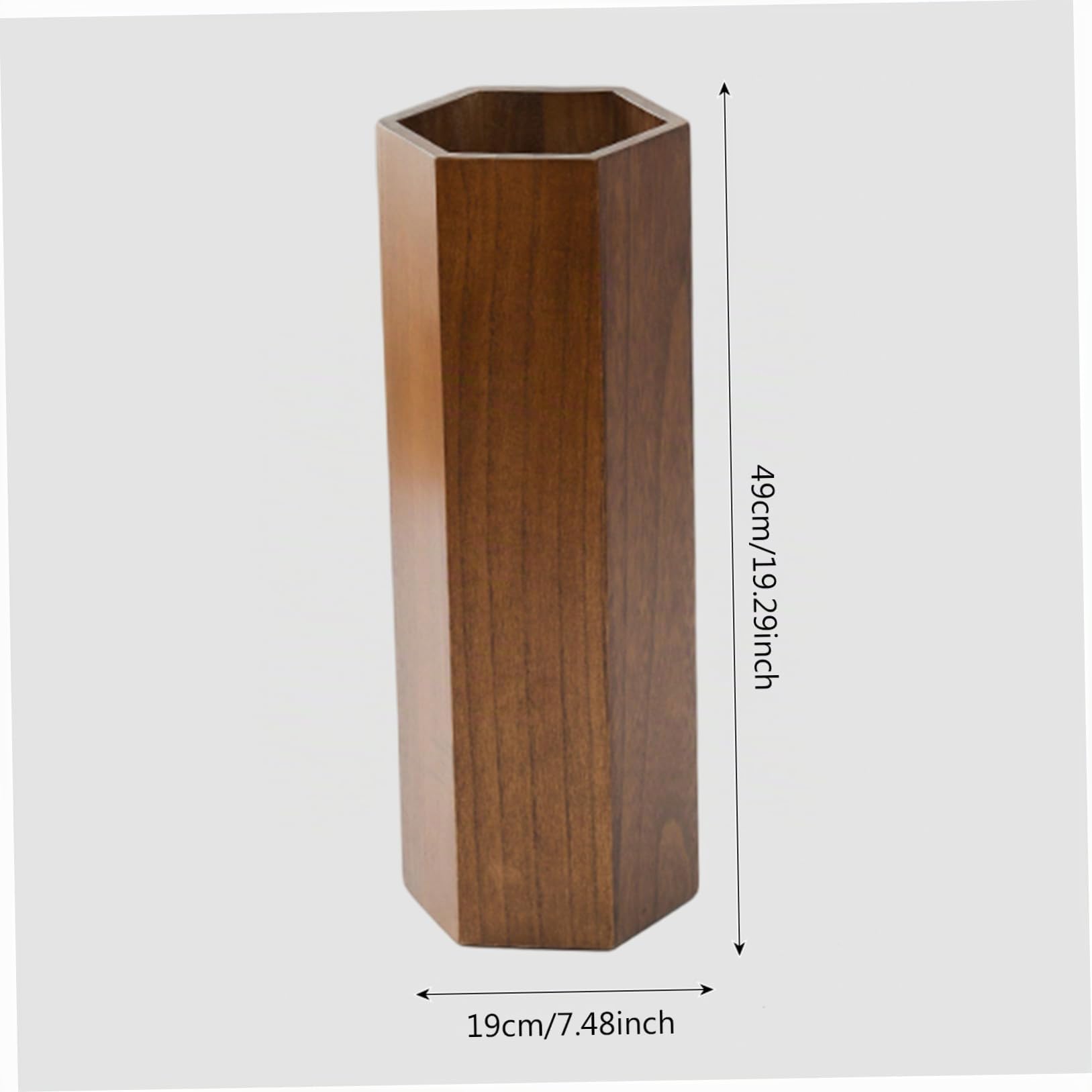 Portaombrelli per Ingresso, Secchiello per ombrelli in Legno da 7, 5x19 Pollici, Porta Bastoncini da Passeggio con canne esagonali Marroni Vintage per Ufficio Domestico