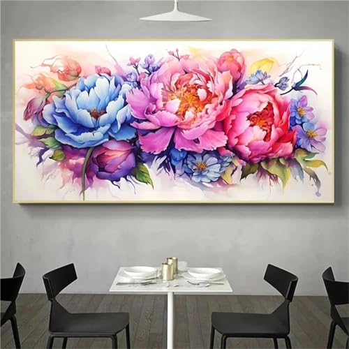Diamond Painting Pivoine Colorée Broderie Diamant Grand Format 70x140