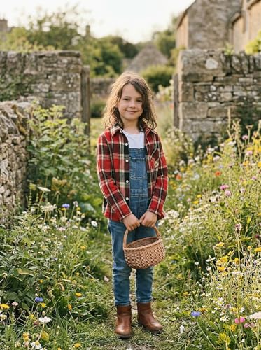 Image of SELINK Girls Long Sleeve Flannel Buffalo Plaid Button Down Shirt