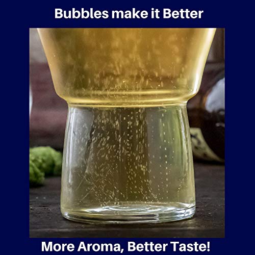 Beer Glasses - Nucleated Pint Glass - The Muffin Top Glass for Enhanced Taste of Beer and Cider - Tulip Shape and Nucleation for Better Tasting Beer, IPAs and Cider (Muffin Top Logo Single) - Thumbnail 5