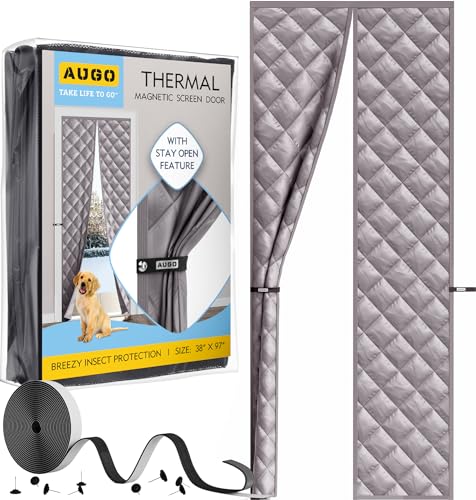 Image of AUGO Thermal Door Curtain - Thermal Door Cover for Winter - Magnetic Thermal Insulated Door Curtain for Winter - Winter Door Insulation - Keeps Warm Air in & Cold Air Out - Home Winterizing Products