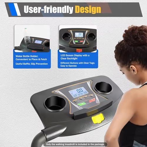Image of Treadmill, Folding Treadmill, Motorized Treadmill, Walking Treadmill with Long Handrail for Balance, Recovery Fitness Walking Treadmill, with LCD Display, Holder for Cup, 220 lbs Capacity,Black