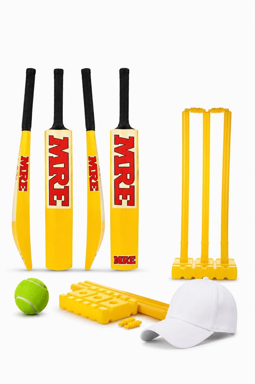 Plastic Cricket Bat with PVC Wicket Set & 1 Tennis Ball for Kids, Boys, Girls, Men, (Size 3 for 6-10 Years Kids) (Combo)-image-32