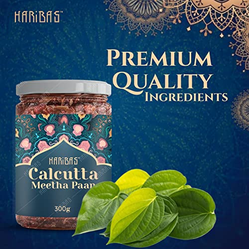 HARIBAS Premium Calcutta Meetha Paan 300gm, Without Supari | Dry Paan Digestive, After-Meal Snack | Sweet Paan Hygienically Packed Traditional Mukhwas, Mouth Freshener