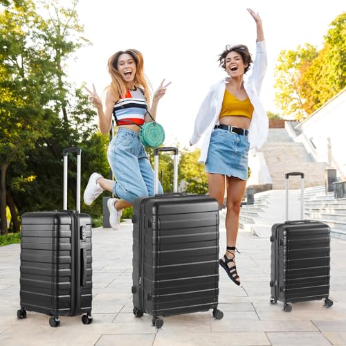 LEMY Hardside Expandable Luggage, Waterproof Suitcase with Spinner Wheels&Height Adjustable Handle for Travel, Business Trips, Black2